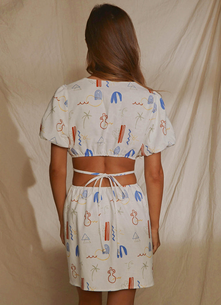 Art Girl Linen Mini Dress- Santorini - Peppermayo US