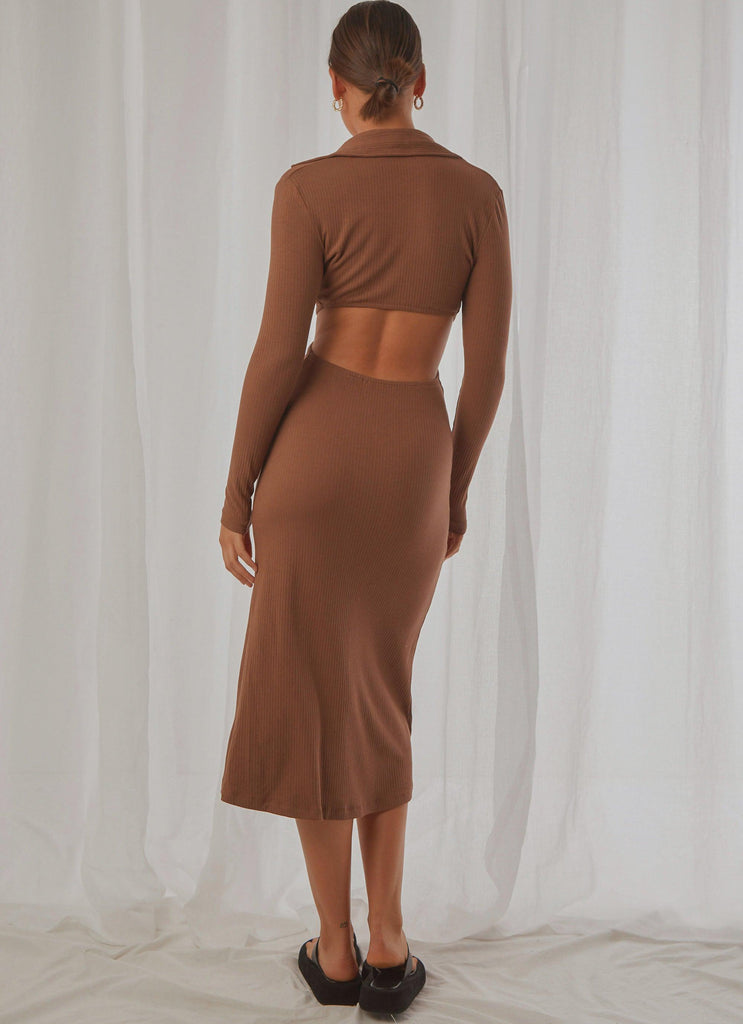 Looking Out Midi Dress - Brown - Peppermayo US
