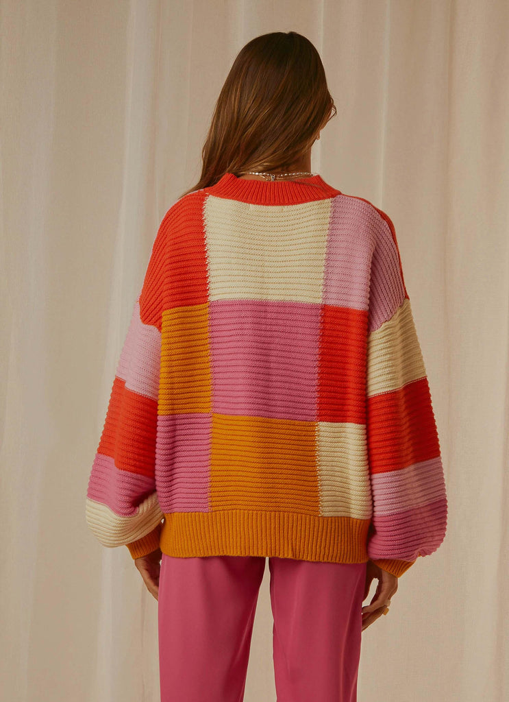 Tulum Nights Knit Jumper - Pink Patchwork - Peppermayo US