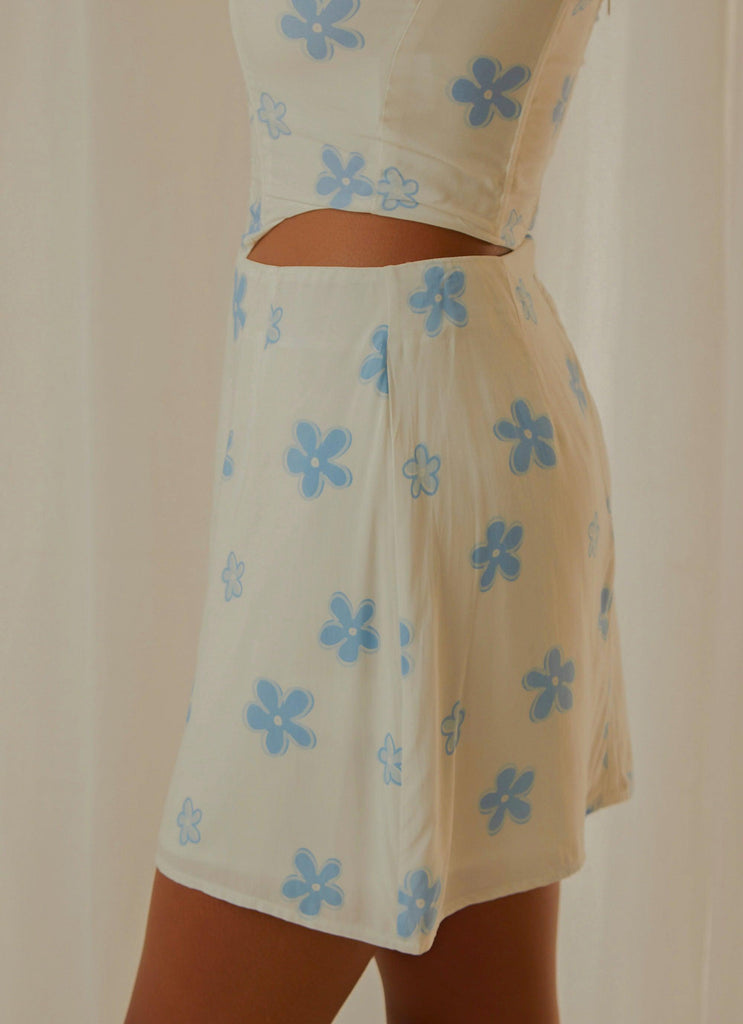 Springtime Picnics Mini Skirt - Blue Vista Floral - Peppermayo US