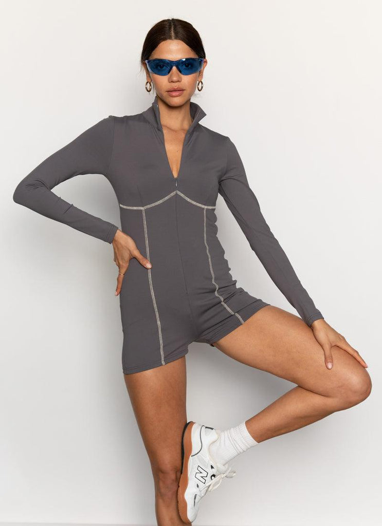 Snow Day Active Playsuit - Charcoal - Peppermayo US