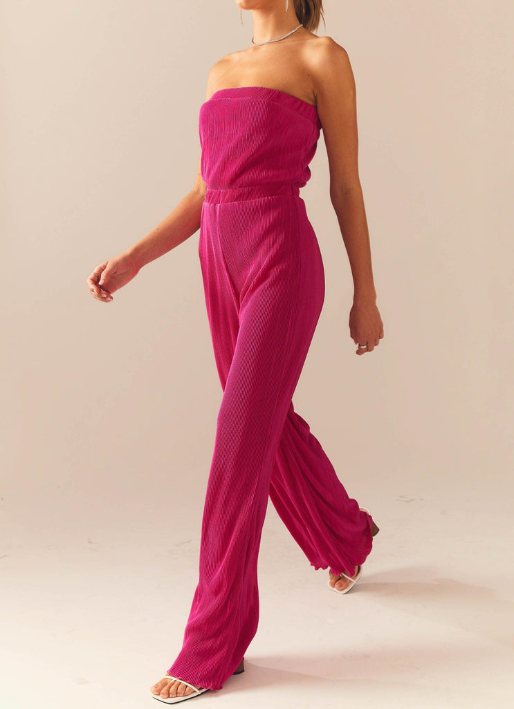 Doing The Most Plisse Jumpsuit - Magenta - Peppermayo US