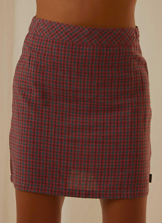 Highland Check Mini Skirt - Red