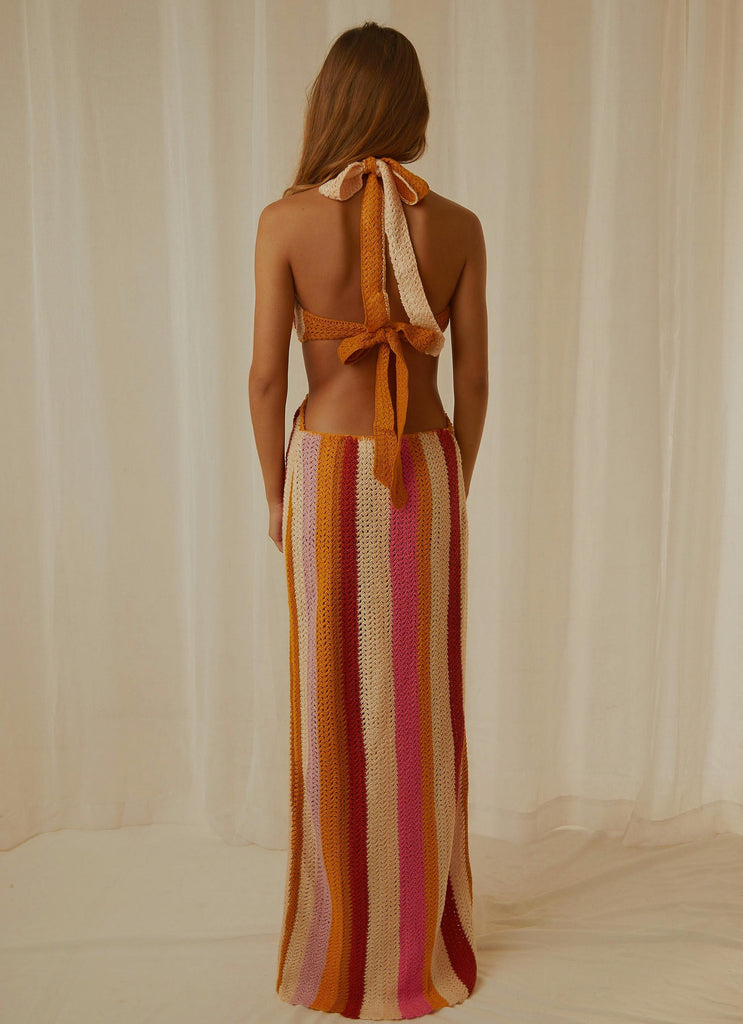 Haven Crochet Maxi Dress - Sunset Stripe - Peppermayo US