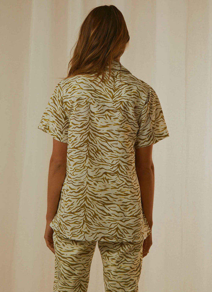 Safari Crop Shirt - Herb Zebra - Peppermayo US