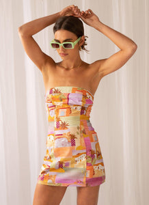 Sun and Sand Bustier Mini Dress - Sunset Building - Peppermayo US