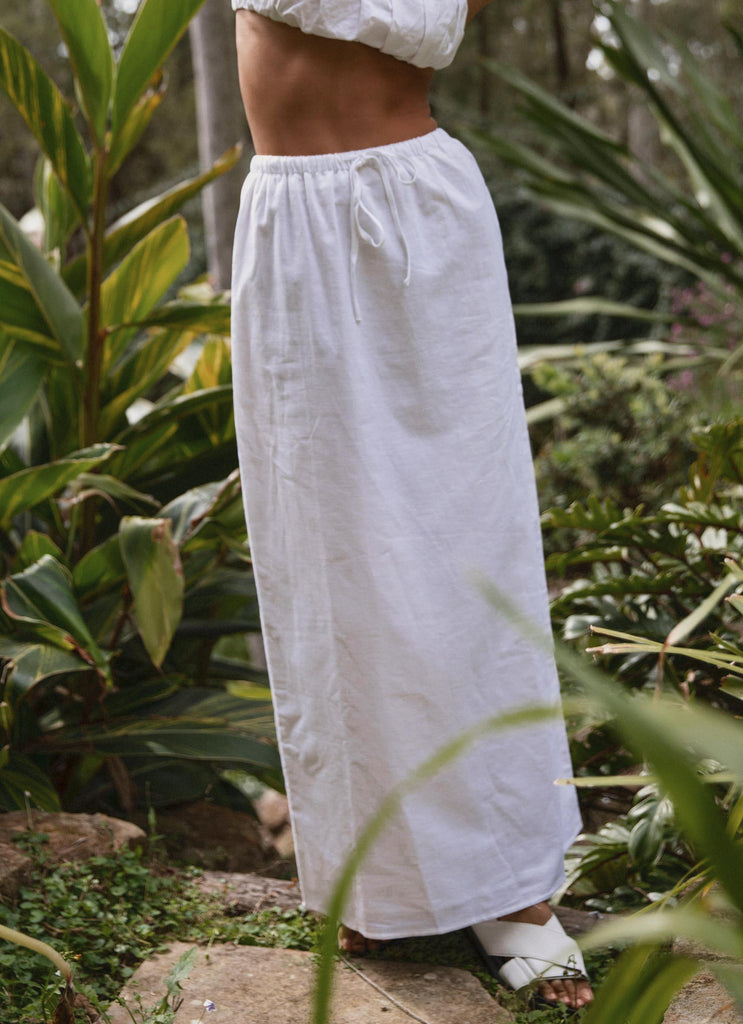 Sicilian Sun Midi Skirt - Pure White - Peppermayo US