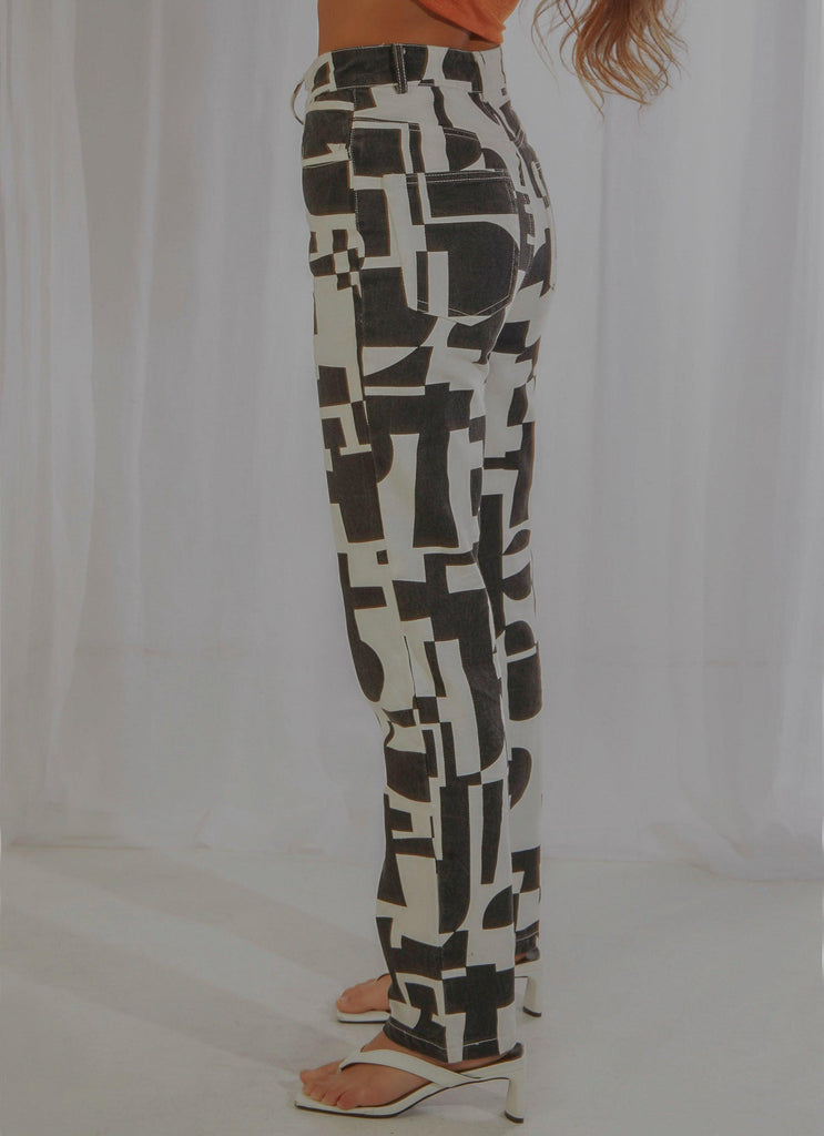 Electric Avenue Pants - Black and White Geo - Peppermayo US