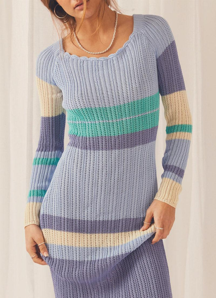 Love Ride Crochet Maxi Dress - Ocean Stripe - Peppermayo US