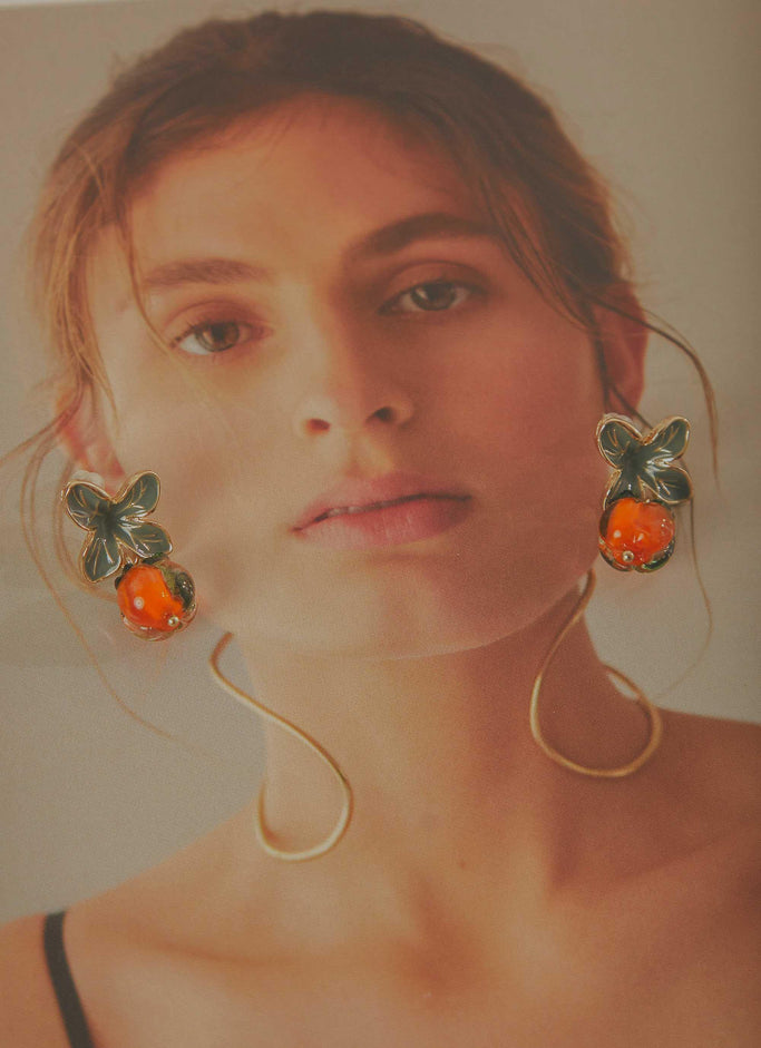 Sunfields Drop Earrings - Orange