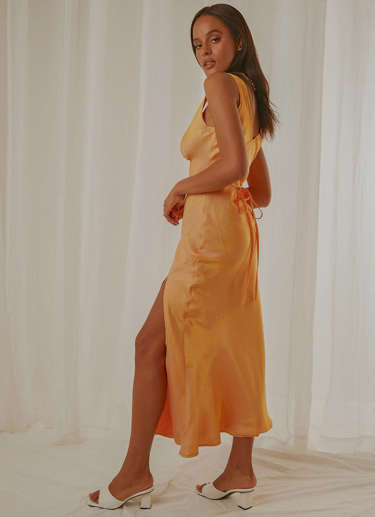 Billie Split Maxi Dress - Mango Shimmer - Peppermayo US
