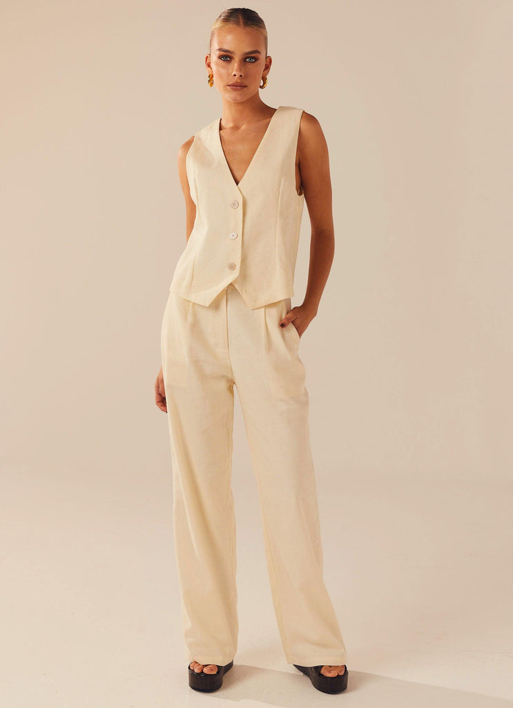 Buy Ecru Solid Cotton Slim Pants Online - W for Woman