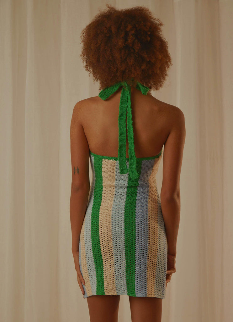 Palm Trees Crochet Mini Dress - Multi Stripe - Peppermayo US