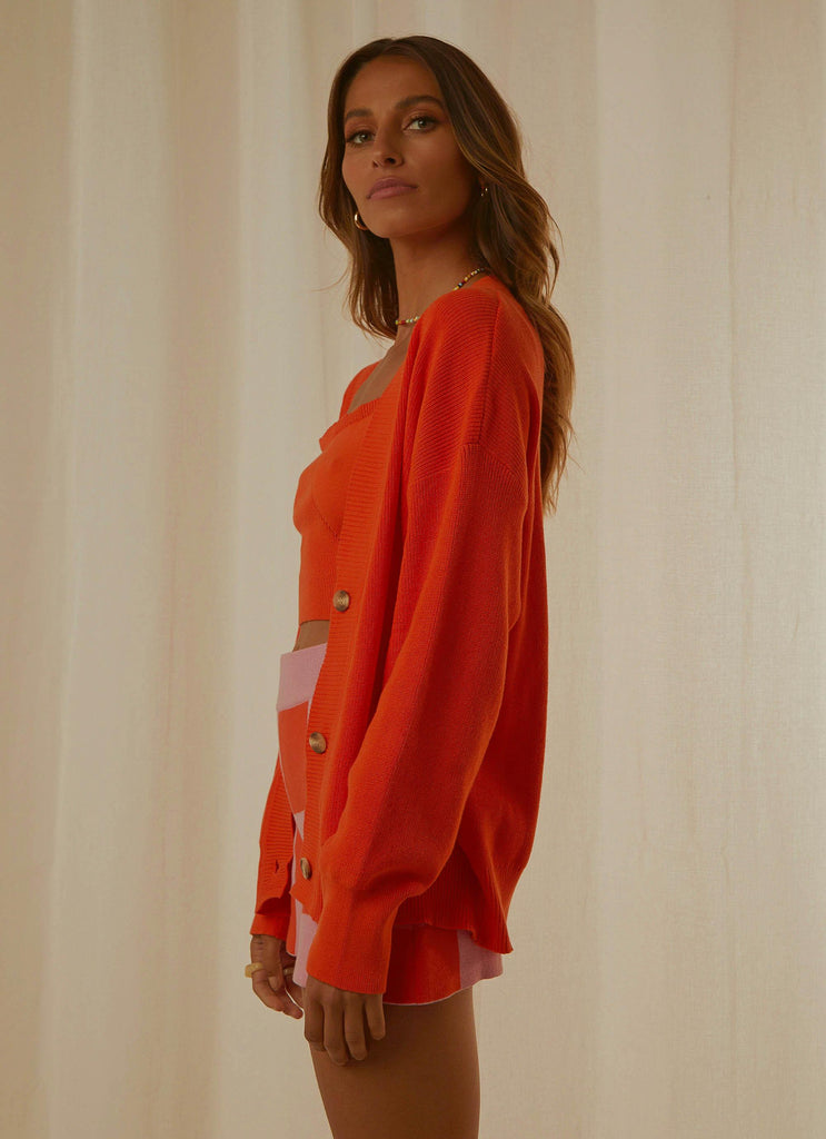 Nyla Knit Cardigan - Orange - Peppermayo US