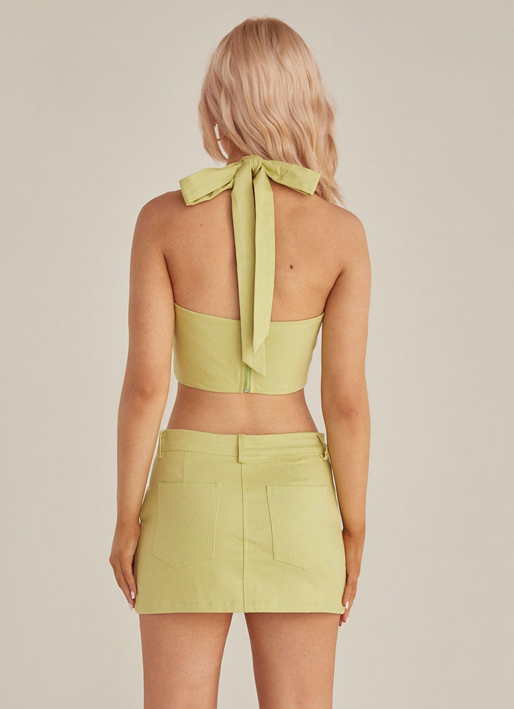 Feel The Sun Drill Mini Skirt - Sage - Peppermayo US