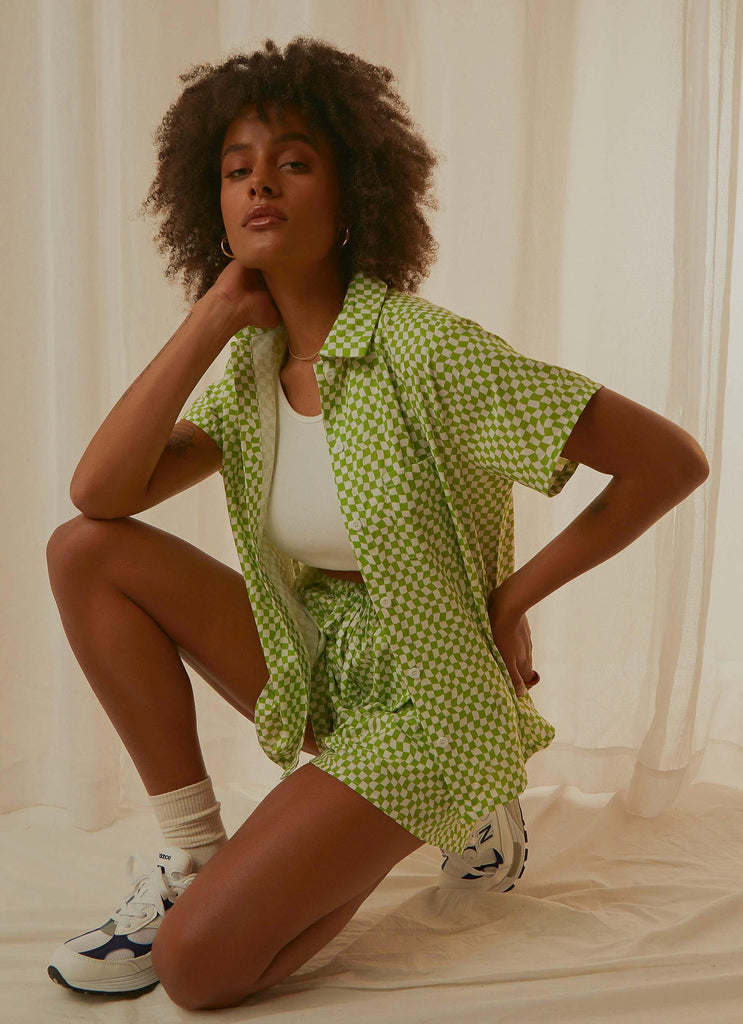 Seventies Groove Shirt - Lime Warp Check - Peppermayo US