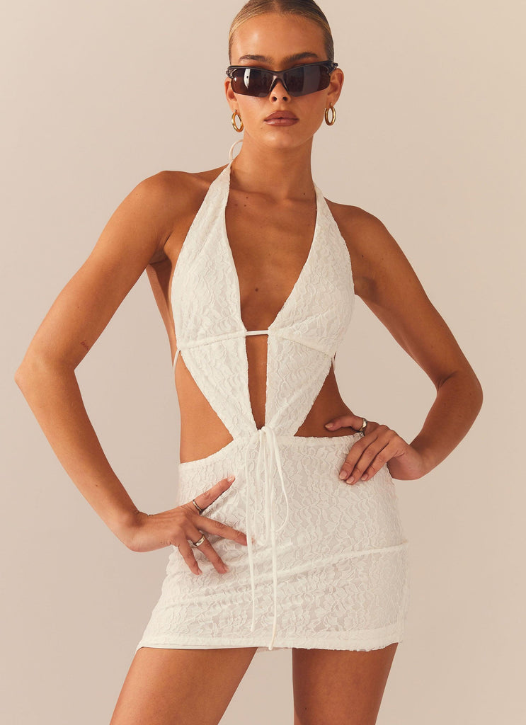 Not For The Faint Of Heart Lace Mini Dress - Ivory - Peppermayo US