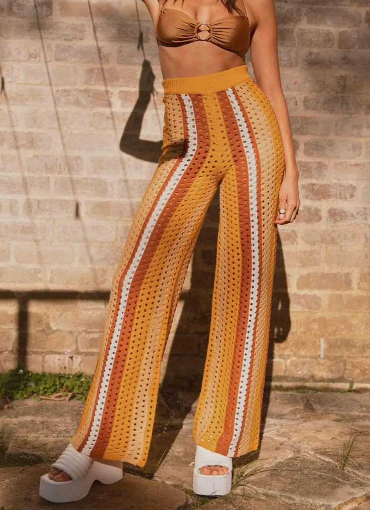 Sunfields at Sunset Crochet Pants - Golden Hour Stripe - Peppermayo US