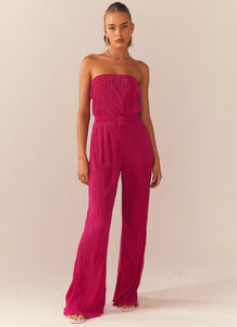Doing The Most Plisse Jumpsuit - Magenta - Peppermayo US