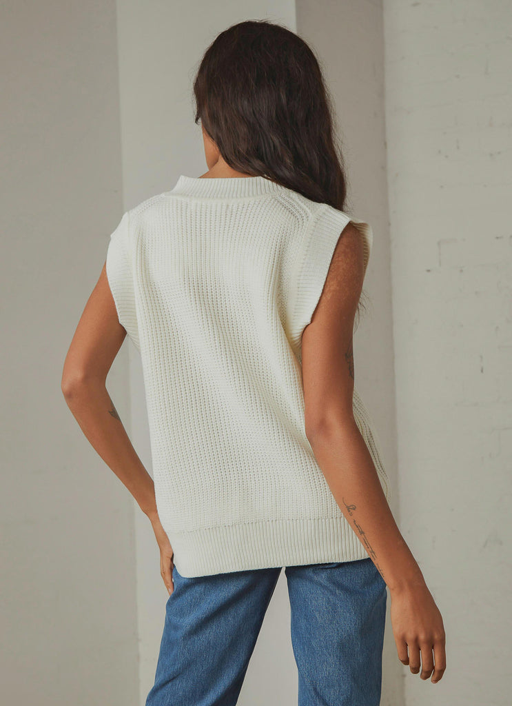Everything About You Knit Vest - White - Peppermayo US