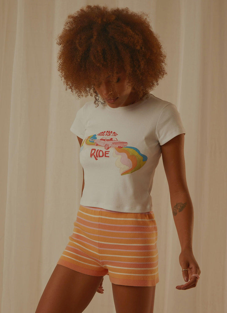 Here For The Ride Slim Tee - White - Peppermayo US
